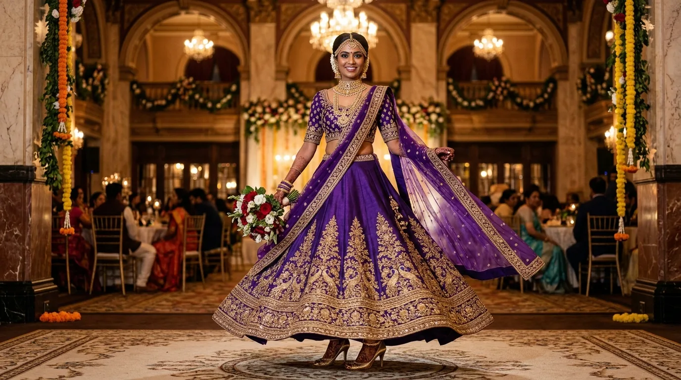 South Indian Bridal Lehengas for Reception & Sangeet