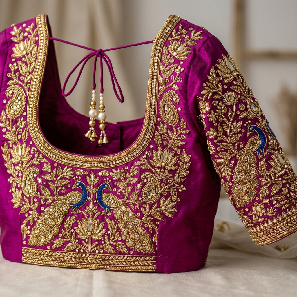 Bridal blouse with hand embroidery