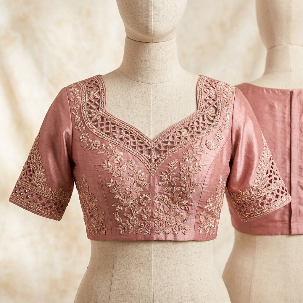 Machine embroidered blouse